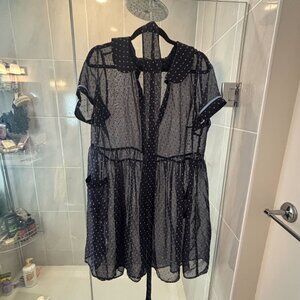 ModCloth Sheer Navy Polka Dot Babydoll Dress Size 1X